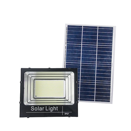 Proiector solar FOXMAG24, 100w, lumina rece, rezistenta la apa, cu telecomanda, negru